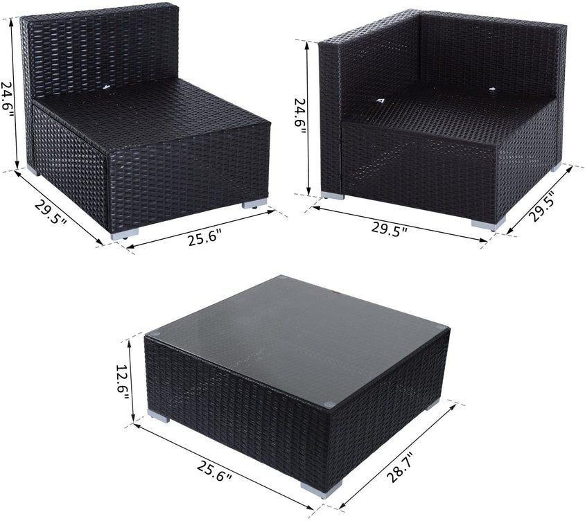 Optimy 7pc Garden Wicker Sectional Set