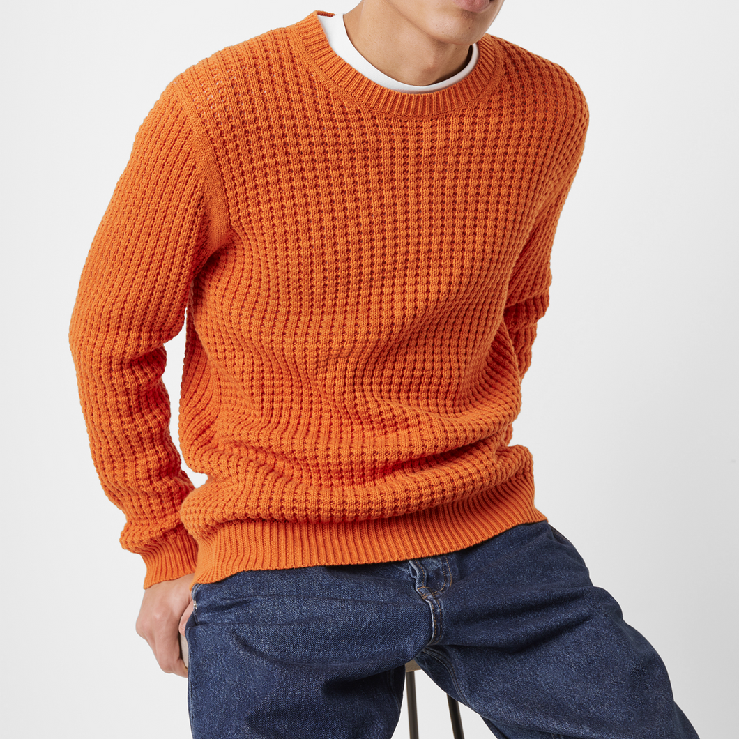 Textured-Knit Woven-Trim Long-Sleeve Tee for Men